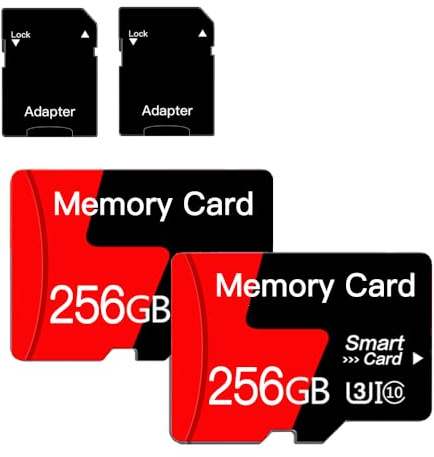 [2-Pack] 256GB MicroSD-Speicherkarte Micro SD-Karte mit Adapter Klasse 10 für Smartphone, Drohnen, Kamera[256GB*2]