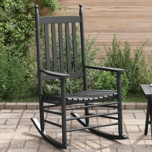 SKTQYQO Sedia a Dondolo in Legno Massello di Pioppo per Esterno e Interno, Struttura Robusta con Vernice Resistente all'Acqua, Design Ergonomico con Schienale Alto e Seduta Profonda,