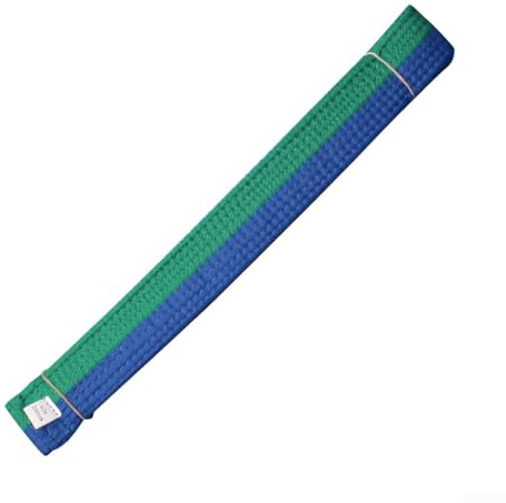 Cinturón de color para karate, judo, taekwondo, 280 cm, algodón y poliéster con núcleo de doble capa, banda de entrenamiento para adultos y adultos (verde-azul)