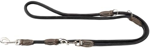 HUNTER Round and Soft Hunting Verstellbare Führleine für Hunde, rund, Leder, weich, robust, 1,0 x 200 cm, schwarz
