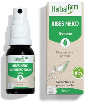 HerbalGem - Ribes Nero Bio – Macerato Madre Gemmoterapia - Supporto per Articolazioni e Muscoli - Estratto di Gemme Fresche Concentrato - Vegano - Spray 15 ml