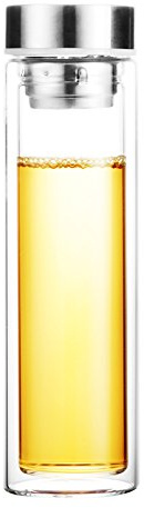 TEA & TEA 300ml doppelwandiger Teebereiter, Edelstahlfilter herausnehmbar + schraubbarer sicherer Deckel/Teeglas/Tumbler mit Filter für unterwegs,Büro,Fitness,Shopping von Feelino