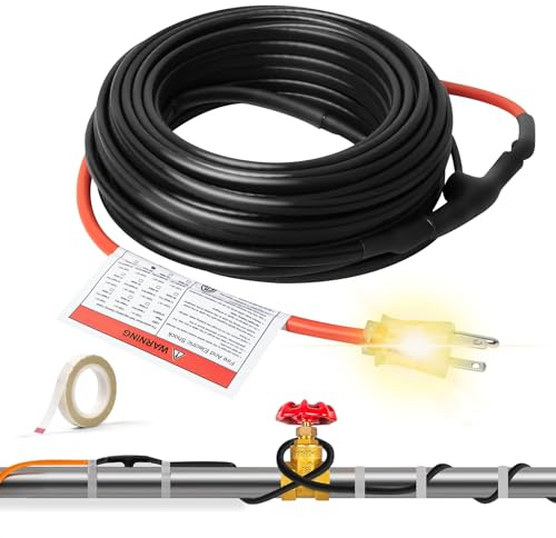 TOPDURE 100FT Pipe Heat Tape for Water Pipes, 3W/FT Self-Regulating Cable