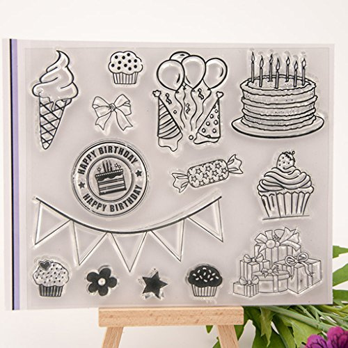 WuLi77 Silikonstempel, Alles Gute Zum Geburtstag Clear Stamps - DIY Stempel Für DIY Album Scrapbooking Photo Card Decor