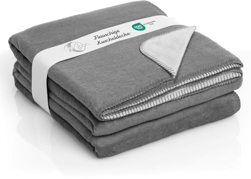 Moon Doubleface - Manta (150 x 200 cm), algodón mezcla, gris y gris oscuro, 150 x 200 cm