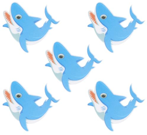Cabilock 5 Stücke Anti Rutsch Aufkleber selbstklebend Badewanne Sticker Kinder Wannenauflagen Anti-Rutsch Sticker für Badezimmer Bad Pools 12,5cm (Hai Muster)