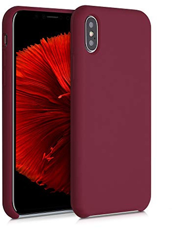kwmobile Handyhülle für Apple iPhone X Hülle - Case Silikon - Kabelloses Laden - Schutzhülle Cover in Rhabarber Rot