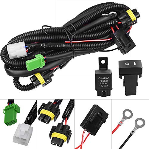 H11 H8 880 Nebelscheinwerfer-Kabelbaum-Set mit DC 12V LED-Schalterrelais | 40A Relais Adapter ON OFF LED-Anzeigeschalter 16 AWG passend für hon-da niss-an KFZ Auto LED Nebelscheinwerfer Kabelbaum