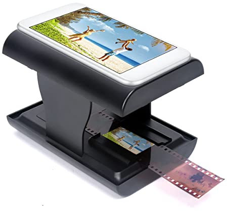 Scanner per Pellicole e Diapositive Portatile - Supporto Pellicola Positiva a Colori 35/135 Mm, Con Retroilluminazione a LED, per Smartphone