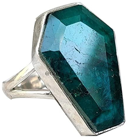 Natural Gemstone Coffin Ring, Promise Ring, Birthday Gifts for Men Women, Anniversary Gifts for Dad Mom, Statement Rings, Bridesmaid Groomsmen Gifts (US Ring size)