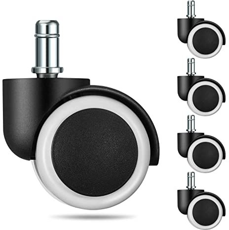 Ueznirn Bürostuhl Rollen, 5er Set Rollen für Bürostühle 11mm x 22mm, Hartbodenrollen Ersatzrollen Leise&Kratzerfrei, Universal Stuhlrollen für Alle Hartböden Schreibtischstuhl Rollen Doppelrad-Design
