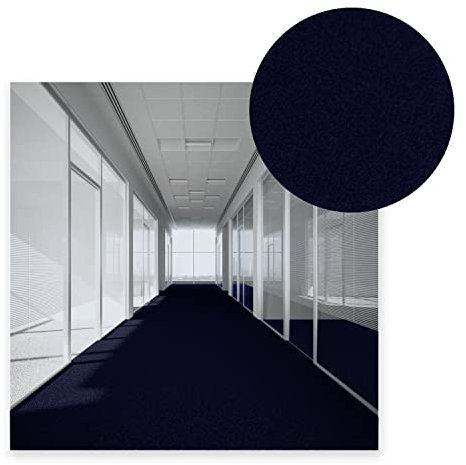 HMM Nadelvlies Teppichboden Meterware - Teppich Läufer blau Bodenbelag Nadelfilz, Auslegware 2m breit, Filzteppich dünn zum Zuschneiden Messeteppich & Event Schwer Entflammbarer Fußbodenbelag
