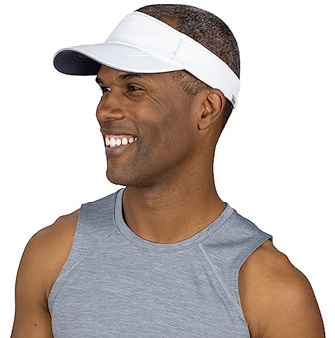 TrailHeads Men's Running Sun Visor Hat, Hiking & Outdoor Sports, White