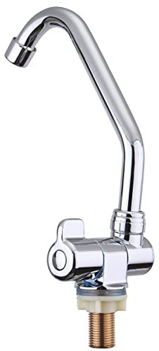 Barabesty Faltbarer Wohnmobil-Wasserhahn, drehbarer Einhandgriff, Deck/Wohnmobil, Kupfer, kaltes Wasser