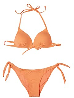 QUEEN HELENA Bikini Triangolo Monocolore Due Pezzi Costume da Mare Bagno Donna 235327 (46, Arancio)