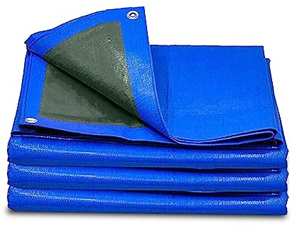 Blue-Green Tarpaulin Sheet Cut-Size 1.2m x 1.8m Lightweight PE Plastic Tarp 70gsm Water-Resistant Ground Sheet Multipurpose Small Tarpaulin Covers used for Garden Furniture Shed Camping (4ft x 6ft)