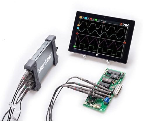 QDTimes USB Oscilloscope Hantek Hantek6074BD/6104BD/6204BD/6254BD USB Portable Oscilloscopes Kit PC 70MHz~250MHz 4CH Handheld Oscilloscope(Hantek6204BD)