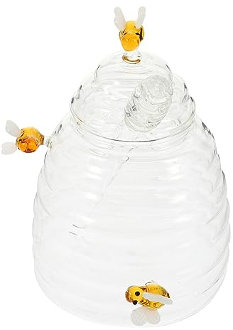 HOMSFOU Honigglas Mit Schöpflöffel Transparentes Honigspender Sirupglas Für Zuhause Zum Einlegen Pfeffern Marmelade Kochen Aufbewahren Von Snacks Getreide Kräutertee