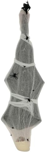 HOMCOM 170cm Halloween Dekoration Halloween-Mumie Hängend Skelett mit Augenglühen, Horror-Geräusche, Haustür Deko mit Spinnennetz in Lebensgröße für Indoor Outdoor