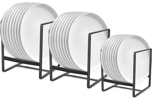 3er-Pack Tellerregal/ Abtropfgestell, Metall Tellerhalter Teller Organizer Schrank Multifunktional Tellerständer Küchenschrank Aufbewahrung Organizer für Teller Schneidebretter Topfdeckel, Schwarz