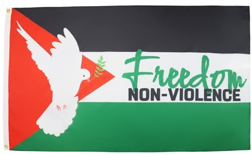 AZ FLAG Drapeau Palestine Liberté Pas de violence 150x90 cm 2 Œillets | Usage intérieur et extérieur Drapeau décoratif palestinien coutures doubles et bords renforcés avec œillets métalliques