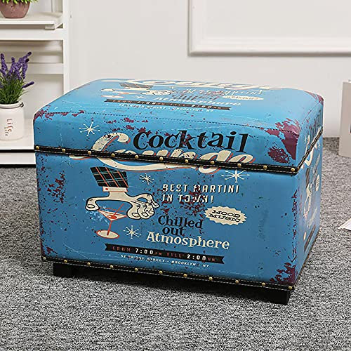 Ottomane-Bank im Landhausstil mit Stauraum, Wohnzimmer-Eingangsbereich, rechteckige Schuhe, Wickelhocker, Aufbewahrungstruhe, gepolsterte Sitzbank aus Kunstleder, Bauernbank-B 55 x 32 x 40 c