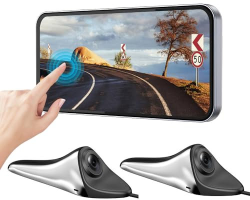 3T6B Kabellos Digital Rückfahrkamera Set, 6,25 HD Berührbares Display, Auto-Recorder, Toter Winkel Zusatzrückfahrkamera, 180° drehbar 120° Weitwinkel Linke und rechte Rückfahrkamera(2 Kameras)