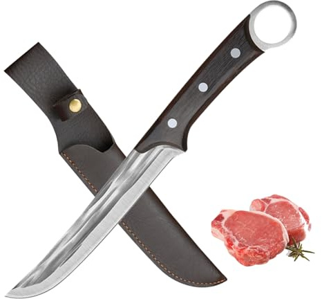 Doklasu Couteau de cuisine japonais Couteaux à désosser forgé à la main Full Tang High Carbon Steel avec fourreau et manche en bois