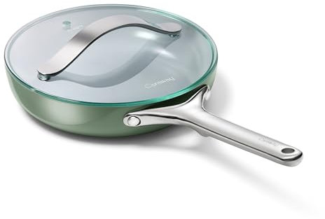 Caraway Nonstick Ceramic Mini Fry Pan With Glass Lid (1.05 qt, 8) - Non Toxic, PTFE & PFOA Free - Oven Safe & Compatible with All Stovetops (Gas, Electric & Induction) - Sage