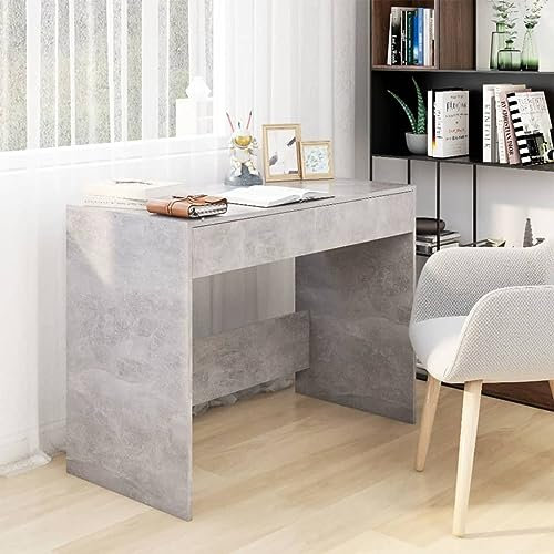 LAPOOH Schreibtisch Betongrau 101x50x76,5 cm Holzwerkstoff, Gaming Tisch, Computertisch, Computer Desk, Office Table, Bürotisch, Arbeitstisch, Nähtisch, Pc Tisch