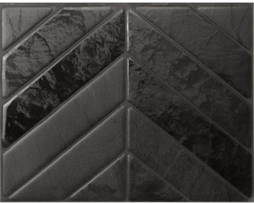 Smart Tiles Klebefliesen, Chevron Schwarz, 29,02x22,86 cm | 5Pack (0,33 m²), Matt/Glänzend, Hitze-/feuchtebeständig, Emissionsarm A+, Küche/Bad, Mieter friendly, Hergestellt in Kanada
