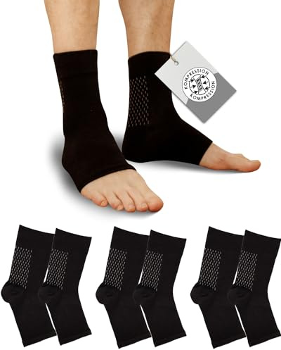 gigando 3 Paar Kompressionssocken gegen Gelenkschmerzen, Entlastung für Bänder, Sprunggelenk und Achillessehne, stützende Socken aus Baumwolle