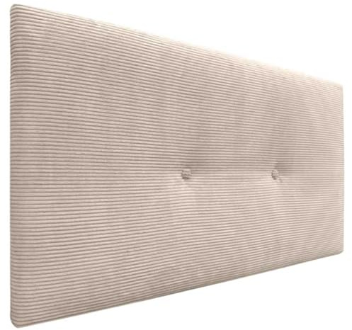 DHOME Kopfteil aus glattem Cord mit Knöpfen, hohe Qualität, modernes gepolstertes Kopfteil, Luxus-Bett, gepolstertes Schlafzimmer (Beige, 90 cm)