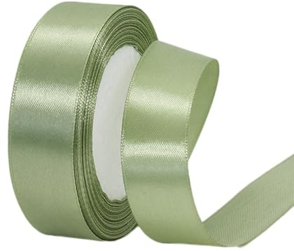 IMSOLDECOR Satinband Salbei Grün 25mm, 23m Geschenkband für Hochzeit