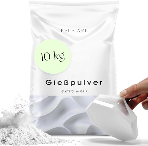 KALA ART Gießpulver Weiß 10kg - Gips zum Basteln für Silikonformen - Hochwertiges Reliefgießpulver (Bastelbeton) - Modelliergips zum Gießen für Deine kreativen Projekte