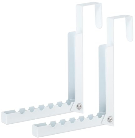 sourcing map 2pcs Over The Door Hanger Hooks Metal Foldable Over Door Drying Laundry Rack Hooks Portable Storage Hooks Clothes Organizer with 6 Grooves for Hanging Clothes Coat Towels, White