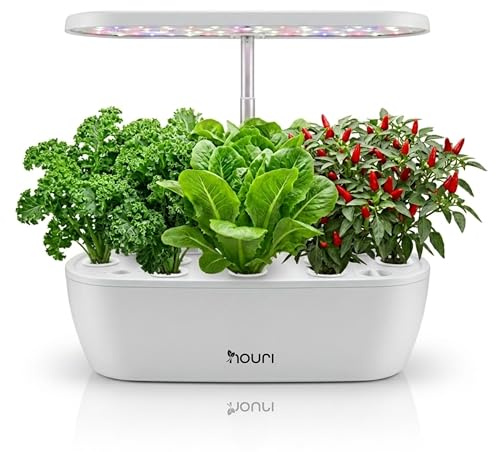 Nouri Hydroponisches Anzuchtsystem, 12 Hülsen Smart Indoor Kräutergarten Set mit LED-Wachstumslicht, Hydroponischer Kräutergarten für Zuhause & Küche, Tomaten-Samen inklusive