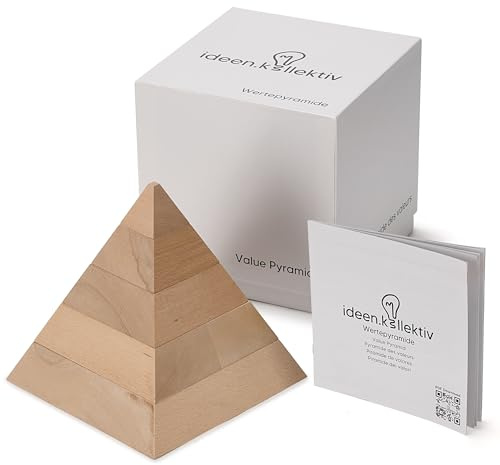 Idéer. kollektiv värdepyramid av massivt trä – pyramid för behovspyramid för coaching, terapi och rådgivning – perfekt för värdearbete – visualiserade behov, mål och personlig utveckling