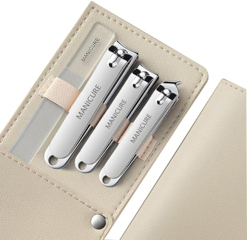 Moreplus 4 PCS Nail Clippers Set with Case,Sharp High-Carbon Steel Blades for Hard Nails,Portable Grooming Tool for Men & Women,Great Christmas Gift,Stocking Stuffers Idea