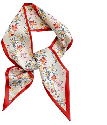 UEIOAVL Bufandas para mujer, 1 pañuelo de seda pañuelo para el cuello diadema pañuelo de playa coletero, banda para el pelo cinta accesorios para el cabello accesorios para el bolso (rojo)