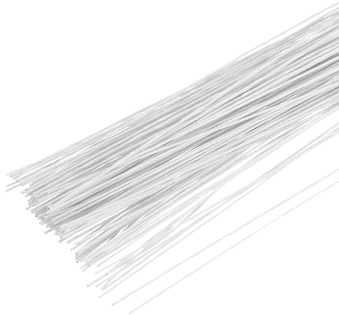 PATIKIL 120Piezas Alambre Floral Calibre 26,Alambre Para Tallos Florales De 14 Pulgadas Alambres Envueltos En Papel Para Manualidades Florales Suministros De Ramas Proyectos Coronas,Blanco