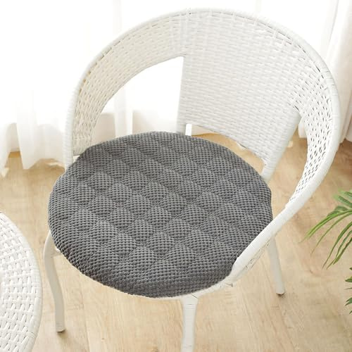 EXZFW Sitzkissen Rund 6er 4er 2er Set, Sitzkissen Stuhl Rund, Waschbar Runde sitzkissen rutschfest, Cordstoff Sitzpolster Stuhlauflage Für Küche Esszimmer Garten,Dark Gray,4er Set 40cm