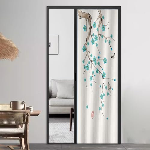 Falttür Innentüren Innenfalttüren, Ohne Bohren Schiebetüren Unsichtbare Trennwand mit Aluminiumrahmen für Schlafzimmer Küche Speisekammer Dusche Schrank Tür(Black Frame,170x203cm)