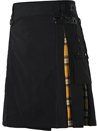 Kilt écossais pour Hommes, Traditionnel, à Carreaux, pour Homme, Tartan Irlandais, Combat, Punk, Gothique, région montagneuse, Jupe, Kilt Utilitaire, avec Sangles et Grandes Poches