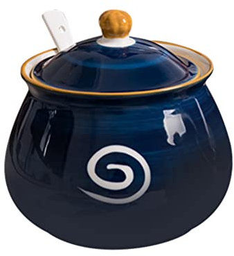 XRPOUXMTE Salero de cerámica con Tapa, salero de Porcelana, Tarro para condimentos con cucharas para el hogar, tazón de Cocina
