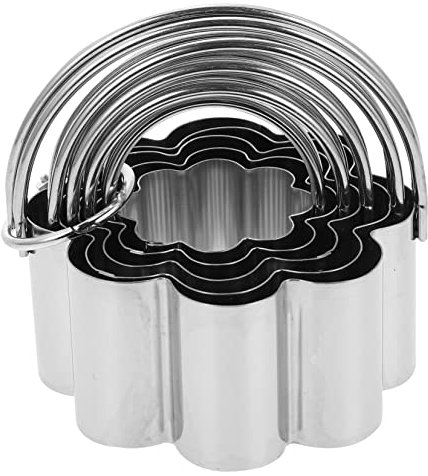 OUNONA Set de 5 Cortadores de Galletas de Acero Inoxidable Bordes Suaves y Fácil de Cortar, Molde para Hacer Mousse Adecuado para Repostería en Casa
