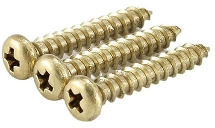 MOOPW Brass Cross Round Head Self Tapping Wood Screws | Copper Pointed Tail Self Drilling Screws M3 x 30mm 30 Pcs