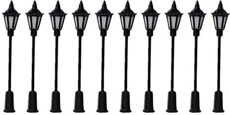 Lot de 10 lampadaires miniatures à l'échelle HO pour décoration de jardin