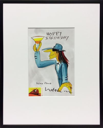 Kunstverlag Christoph Falk Happy Birthday-weiss (Alurahmen) - Udo Lindenberg Bild
