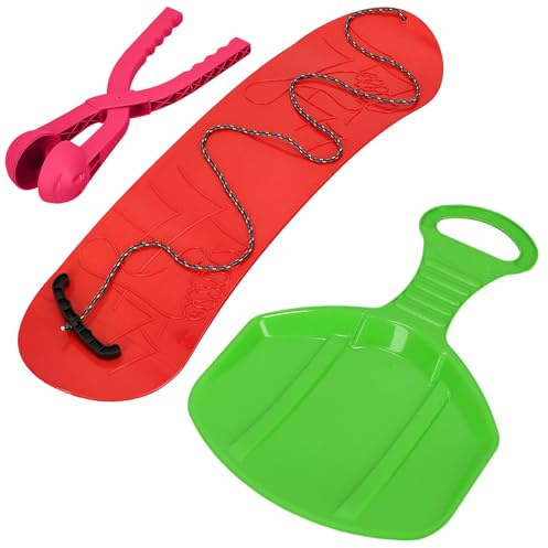 KOTARBAU® Spielset - Snowboard - Schneeballzange - Poporutscher für Kinder - Spielset für den Schnee – Rutschbahn – Snowboard – Schneeballautomat – Grün